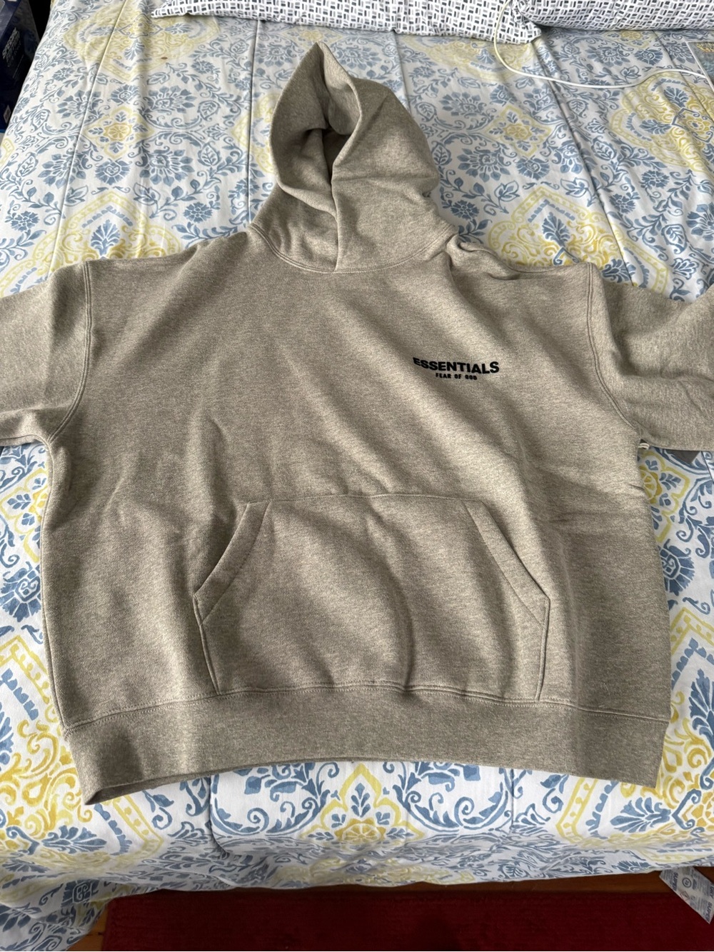 Essential Fear Of God Men’s Dark Oatmeal Fleece Hoodie